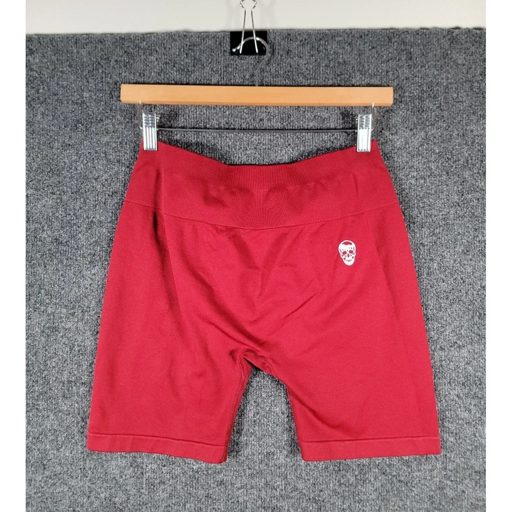 Gymreaper Infinity Seamless Shorts XL Womens Red Stretch Gym Fitness Scrunch Fit